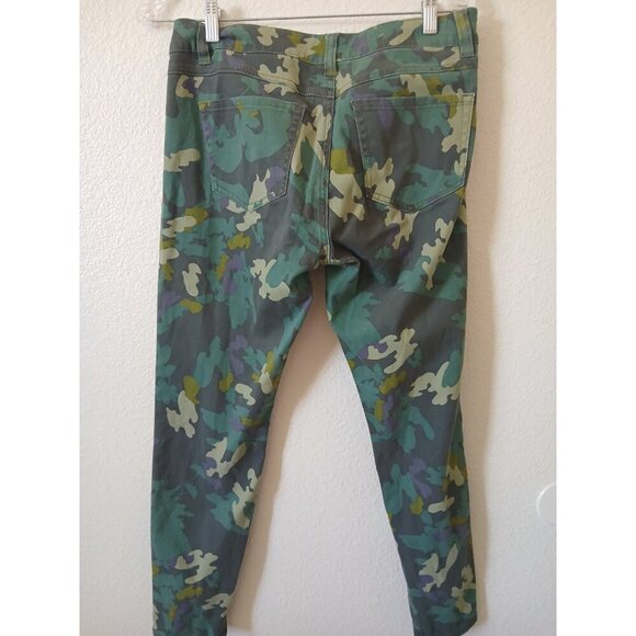 Cabi Womens Jeans Clover Camo Skinny Denim Green Mid Rise Ankle Zipper Size 6 - Picture 2 of 16